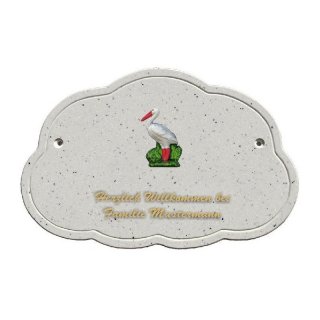 Decoramic Wolkentraum Granitgrau, Motiv Storch