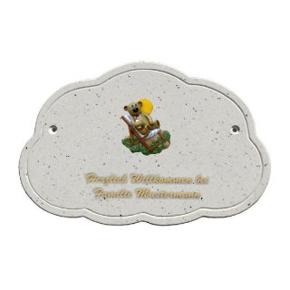 Decoramic Wolkentraum Granitgrau, Motiv Teddy Liegestuhl Sonne