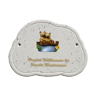 Decoramic Wolkentraum Granitgrau, Motiv Teddy auf Steg