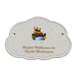 Decoramic Wolkentraum Granitgrau, Motiv Teddy auf Steg