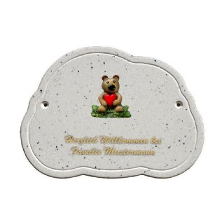 Decoramic Wolkentraum Granitgrau, Motiv Teddy sitzend mit Herz