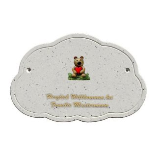 Decoramic Wolkentraum Granitgrau, Motiv Teddy sitzend mit Herz