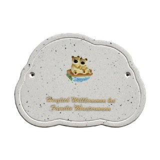 Decoramic Wolkentraum Granitgrau, Motiv Teddys auf Steg