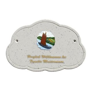 Decoramic Wolkentraum Granitgrau, Motiv Torfkahn klein