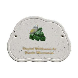 Decoramic Wolkentraum Granitgrau, Motiv Vogel grn links