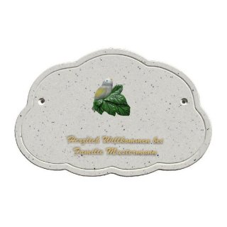 Decoramic Wolkentraum Granitgrau, Motiv Vogel grn links