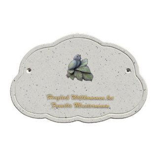 Decoramic Wolkentraum Granitgrau, Motiv Vogel lila links