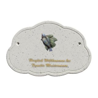 Decoramic Wolkentraum Granitgrau, Motiv Vogel lila rechts