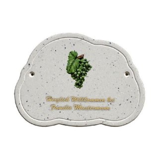 Decoramic Wolkentraum Granitgrau, Motiv Weintrauben grn