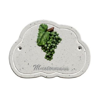 Decoramic Wolkentraum Granitgrau, Motiv Weintrauben grün