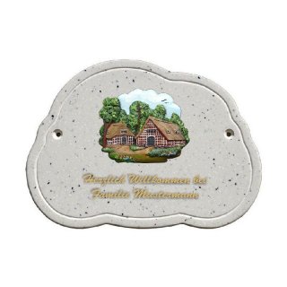 Decoramic Wolkentraum Granitgrau, Motiv Worpswede Haus im Schlu