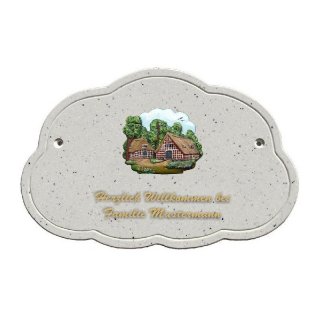 Decoramic Wolkentraum Granitgrau, Motiv Worpswede Haus im Schlu