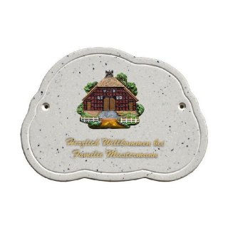 Decoramic Wolkentraum Granitgrau, Motiv Worpsweder Bauernhaus