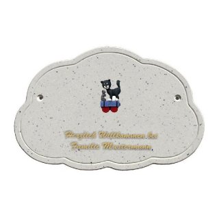Decoramic Wolkentraum Granitgrau, Motiv Zug Katze Maus