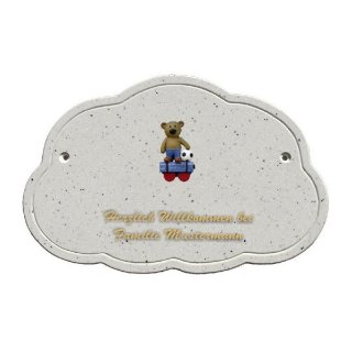 Decoramic Wolkentraum Granitgrau, Motiv Zug Teddy Junge