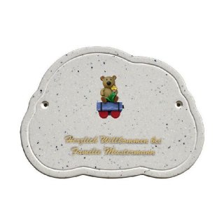 Decoramic Wolkentraum Granitgrau, Motiv Zug Teddy Mdchen