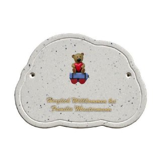 Decoramic Wolkentraum Granitgrau, Motiv Zug Teddy Mutter