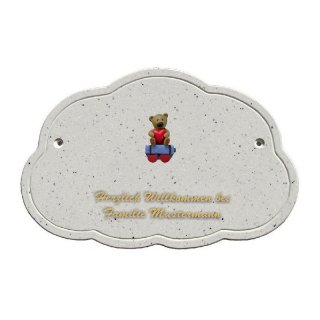 Decoramic Wolkentraum Granitgrau, Motiv Zug Teddy Mutter