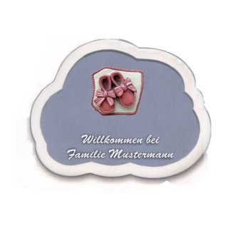 Decoramic Wolkentraum 826 Grau, Motiv Baby Schuhe rosa