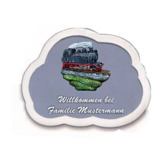 Decoramic Wolkentraum 826 Grau, Motiv Lokomotive