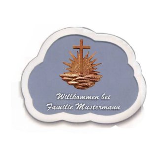 Decoramic Wolkentraum Grau, Motiv Sonne Kreuz Religion