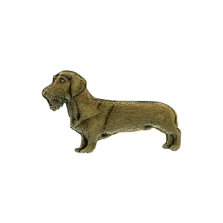 Deutsch Rauhaardackel- Prgetechnik - 32 x 19,4 mm, mit Stift und Klemmsicherung, altsilberfarbig