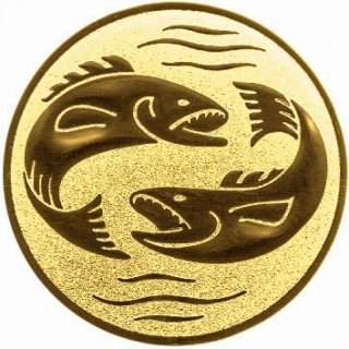 EMBLEM 25 MM Angeln 2 Fische goldfarben