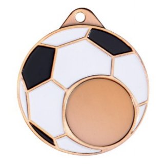 Eisen-Medaille Fuball 50mm bronze 31 Gramm / Rckseite:  49 mm fr 25mm-Emblem