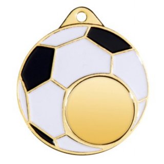 Eisen-Medaille Fuball 50mm gold 31 Gramm / Rckseite:  49 mm fr 25mm-Emblem
