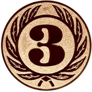 Emblem D=25 mm Siegerzahl NR.3 bronzefarben
