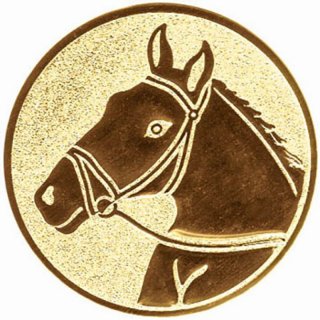 Emblem D=25mm Pferdekopf, goldfarbig