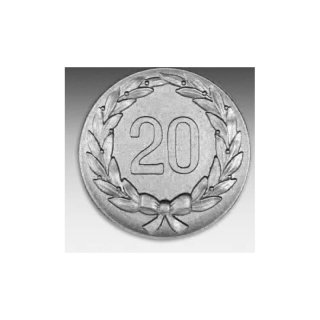 Emblem D=50mm 20 im Kranz, silberfarben in Kunststoff fr Pokale und Medaillen