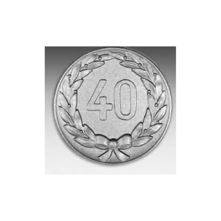 Emblem D=50mm 40 im Kranz, silberfarben in Kunststoff fr Pokale und Medaillen