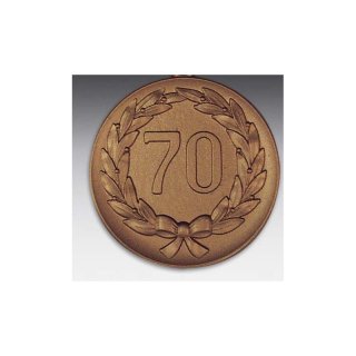 Emblem D=50mm 70 im Kranz, bronzefarben in Kunststoff fr Pokale und Medaillen