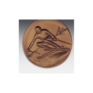Emblem D=50mm Abfahrtslauf , bronzefarben in Kunststoff fr Pokale und Medaillen
