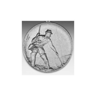 Emblem D=50mm Angler, silberfarben in Kunststoff fr Pokale und Medaillen