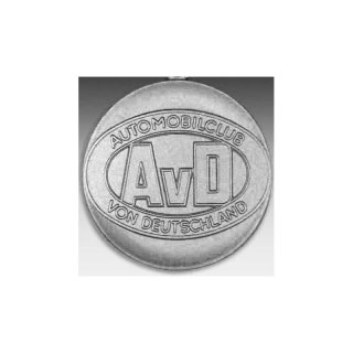 Emblem D=50mm AvD - Automobil Club, silberfarben in Kunststoff fr Pokale und Medaillen