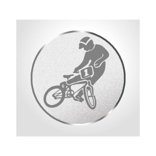 Emblem D=25mm BMX-Fahrer, silberfarbig