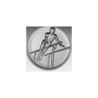 Emblem D=50mm Barren - Turnen, silberfarben in Kunststoff fr Pokale und Medaillen