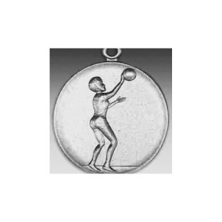 Emblem D=50mm Basketball - Frau, silberfarben in Kunststoff fr Pokale und Medaillen