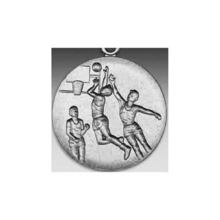 Emblem D=50mm Basketball - Mann, silberfarben in Kunststoff fr Pokale und Medaillen