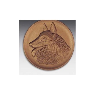 Emblem D=50mm Belg. Schferhund, bronzefarben in Kunststoff fr Pokale und Medaillen