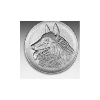 Emblem D=50mm Belg. Schferhund, silberfarben in Kunststoff fr Pokale und Medaillen