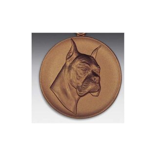 Emblem D=50mm Boxer-Hund, bronzefarben in Kunststoff fr Pokale und Medaillen
