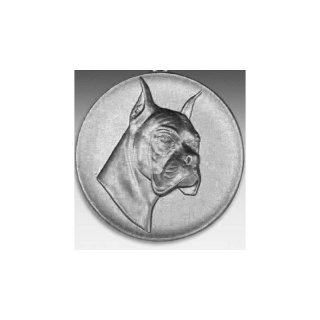 Emblem D=50mm Boxer-Hund, silberfarben in Kunststoff fr Pokale und Medaillen
