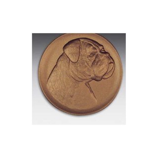 Emblem D=50mm Boxerhund neu, bronzefarben in Kunststoff fr Pokale und Medaillen