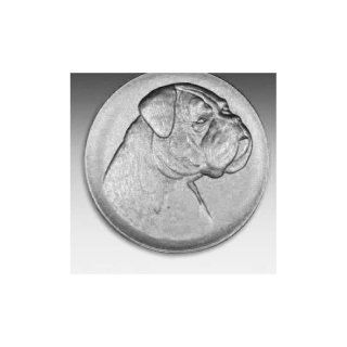Emblem D=50mm Boxerhund neu, silberfarben in Kunststoff fr Pokale und Medaillen