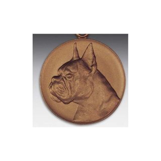 Emblem D=50mm Boxerhundekopf neu, bronzefarben in Kunststoff fr Pokale und Medaillen