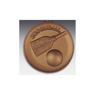 Emblem D=50mm Broomball, bronzefarben in Kunststoff fr Pokale und Medaillen