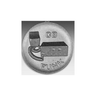 Emblem D=50mm CB - Funk, silberfarben in Kunststoff fr Pokale und Medaillen
